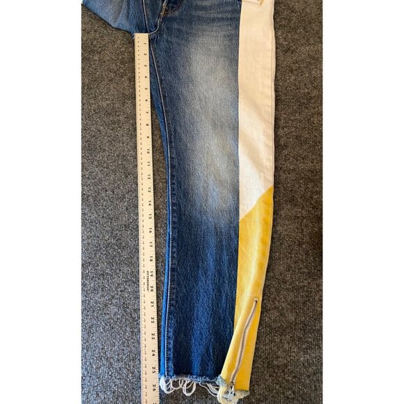 Levi's‎ 501 Jeans Women 27x26 Yellow Stripe Button Fly Denim Raw Zipper Hem - Picture 13 of 14